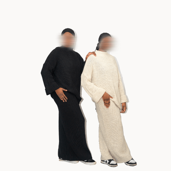 Ensemble en maille jupe + Pull manche retroussé